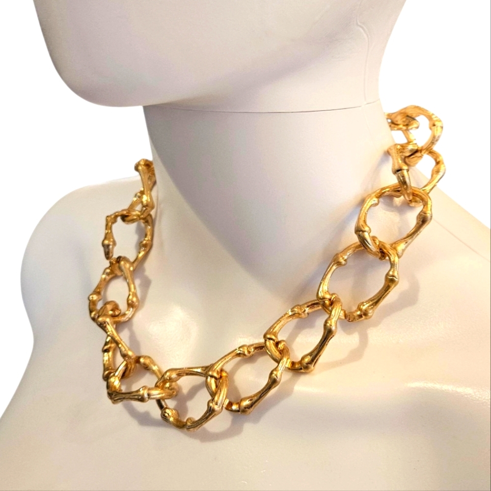 NWT - Canvas - Gold Chunky Bamboo Chain Necklace - 16" With 3" Extender